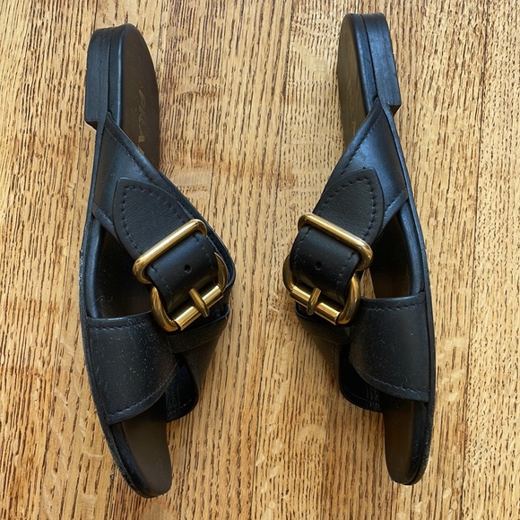 Prada Black Buckle Flat Sandals - Picture 2 of 4